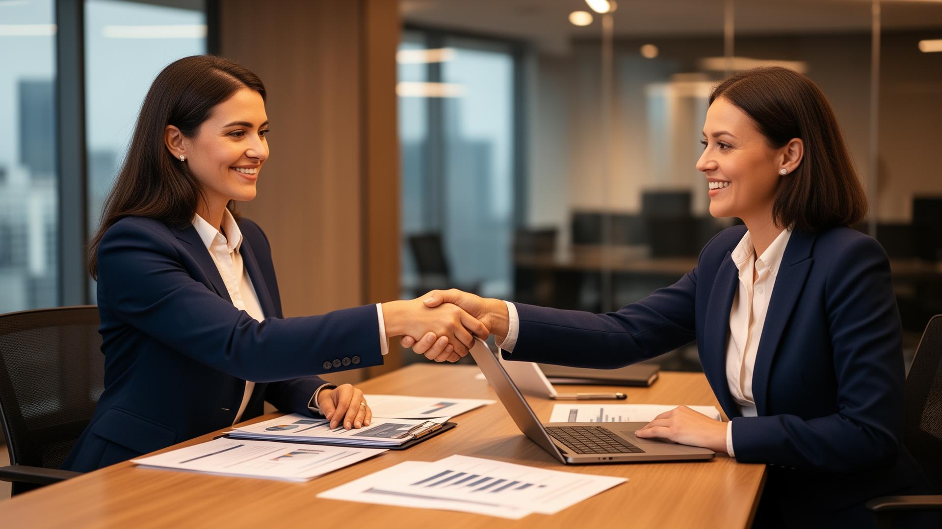 Business professionals discussing valuation strategy